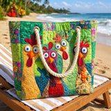 Funky Chicken Art Sand Beach Bag