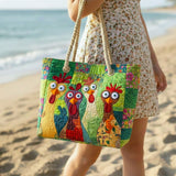 Funky Chicken Art Sand Beach Bag